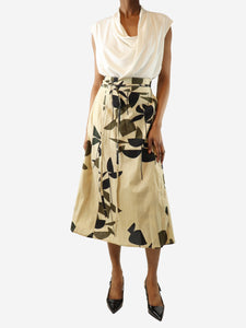 Soeur Neutral floral printed midi skirt - size UK 6