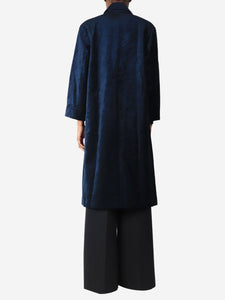 Forte Forte Dark blue velvet double-breasted long coat - size UK 6