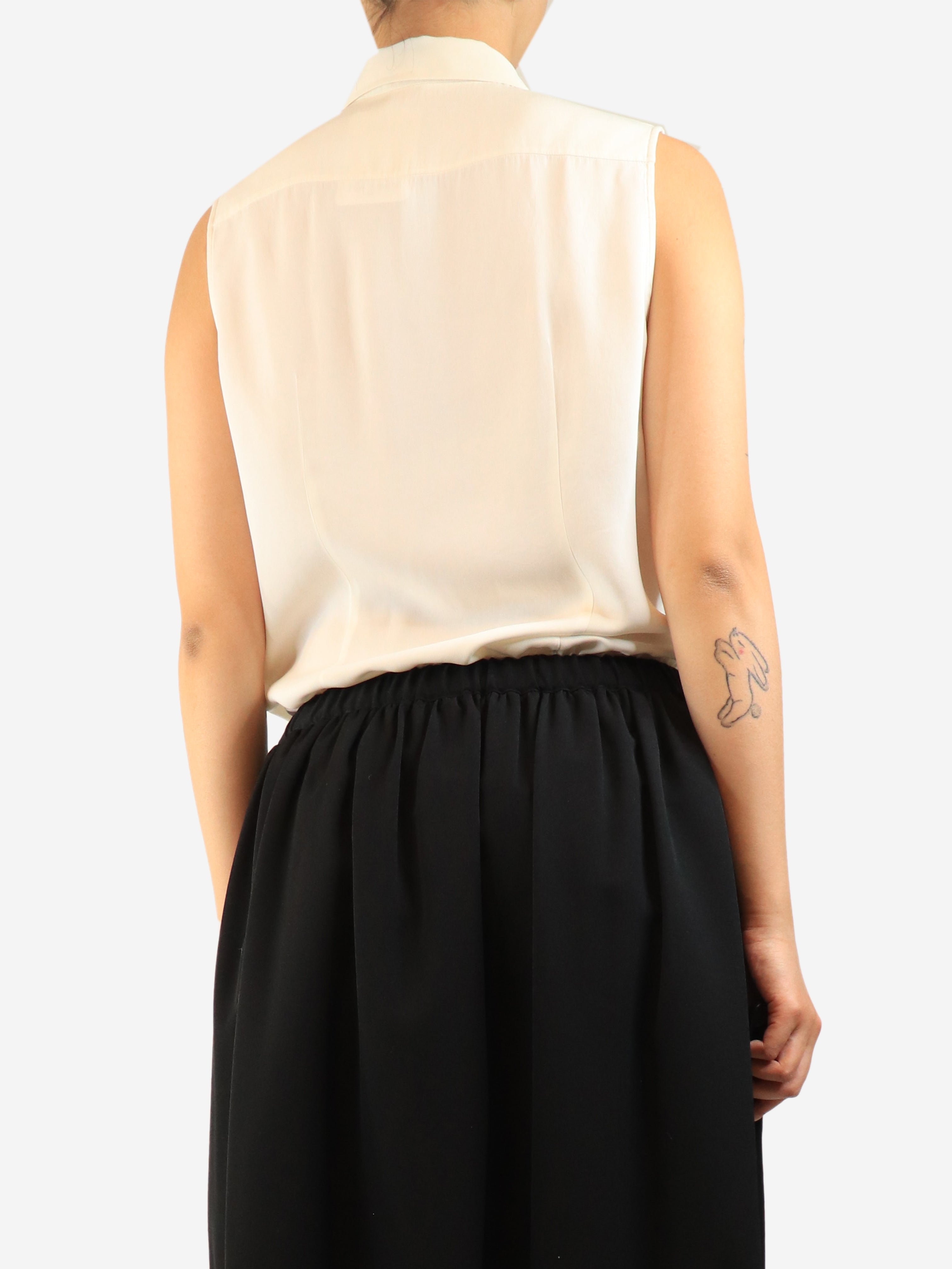 Cream silk sleeveless blouse - size M