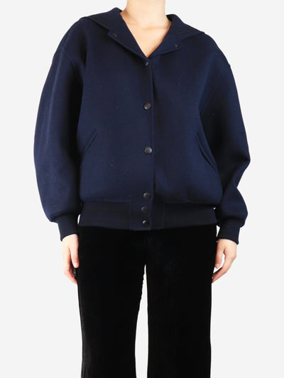 Navy wool bomber jacket - size UK 8