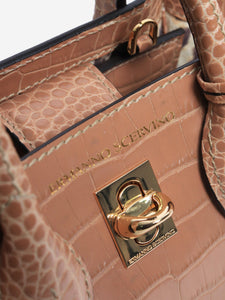 Ermanno Scervino Brown mini Maggie croc-embossed 2way bag