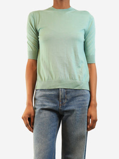 Green short sleeve thin knit top - size UK 8 Knitwear Loro Piana 