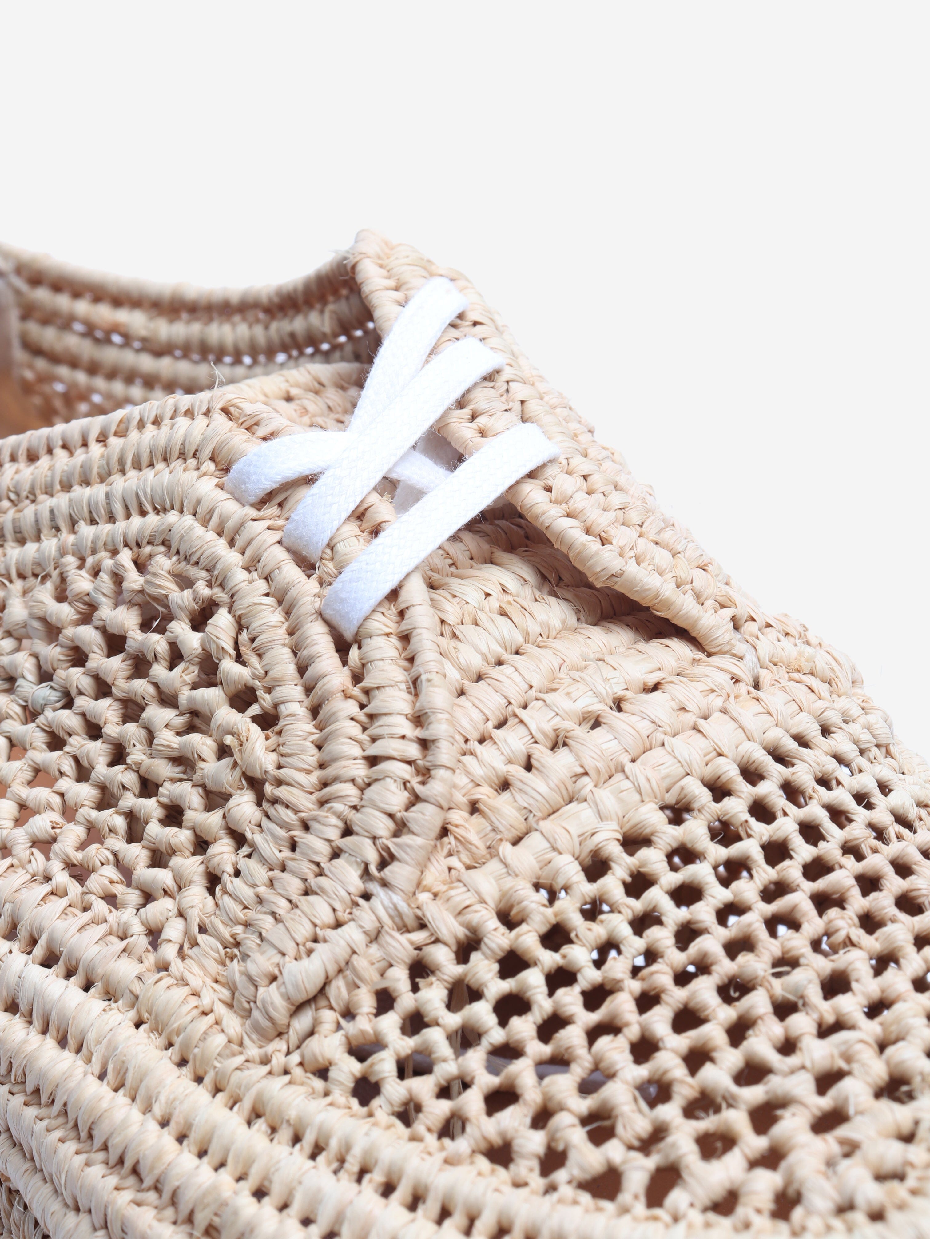 Neutral raffia platform shoes - size EU 39