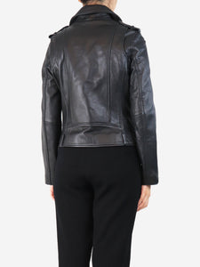 Maje Black leather biker jacket - size UK 12