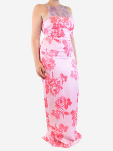 Emilia Wickstead Pink tulle-neck printed Romina dress - size