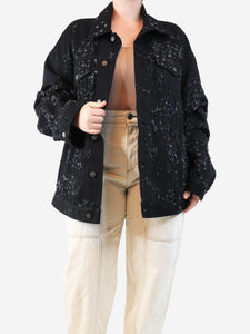 Acne Studios Black distressed denim jacket - size M