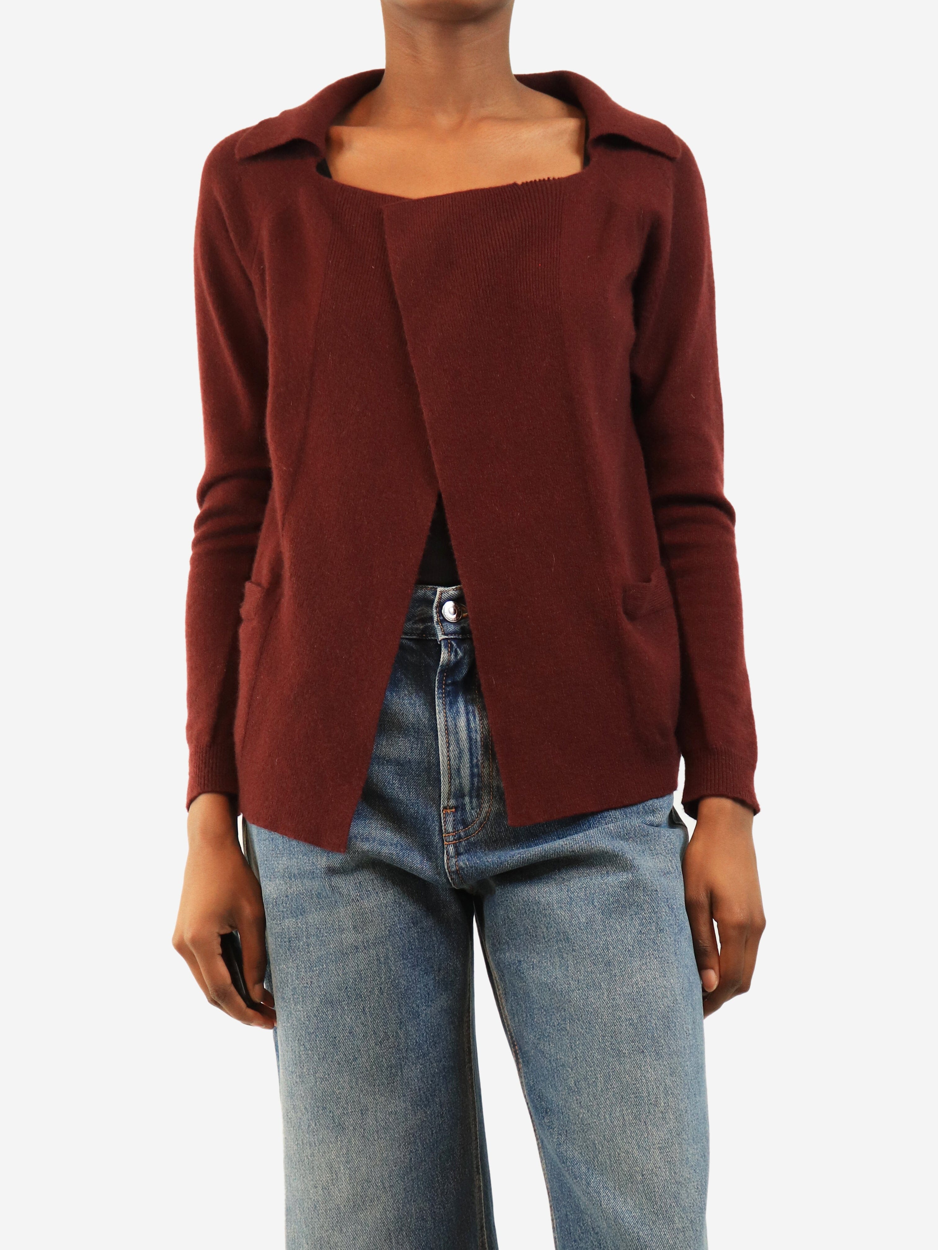 Maroon wool open cardigan - size M Knitwear Max Mara 