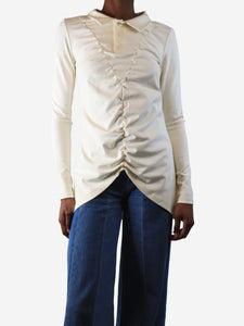Ximon Lee Cream ruched top - size UK 8