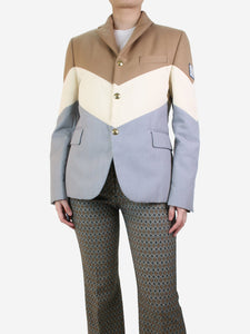 Moncler Multicoloured chevron padded jacket - size UK 12