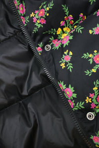 Gucci Black floral hooded puffer coat - size IT 42