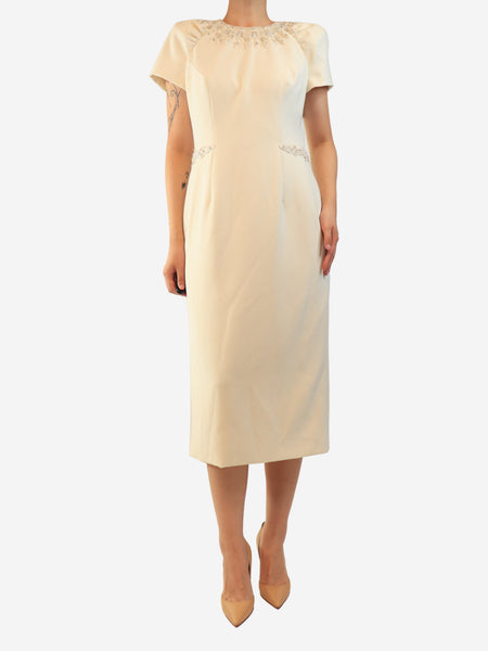 Cream beaded embellished dress - size UK 14 product image