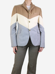 Moncler Multicoloured chevron padded jacket - size UK 12