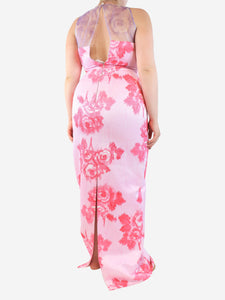 Emilia Wickstead Pink tulle-neck printed Romina dress - size