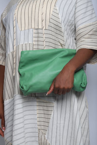 Dries Van Noten Green leather clutch bag