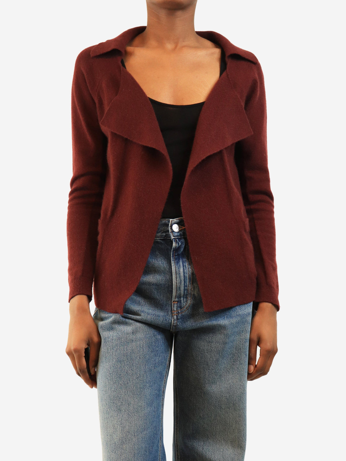 Maroon wool open cardigan - size M Knitwear Max Mara 