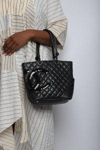 Chanel Black 2005 lambskin quilted tote bag