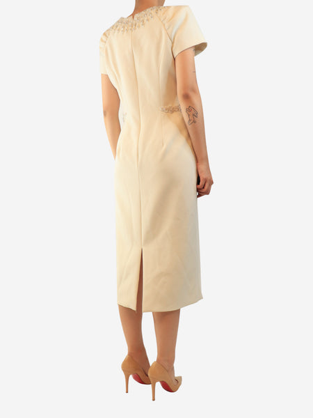 Cream beaded embellished dress - size UK 14 alternate image