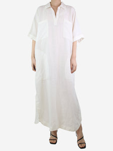 Raey Cream patch-pocket linen midi dress - size M