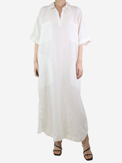 Cream patch-pocket linen midi dress - size M Dresses Raey 