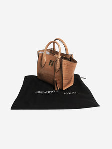Ermanno Scervino Brown mini Maggie croc-embossed 2way bag