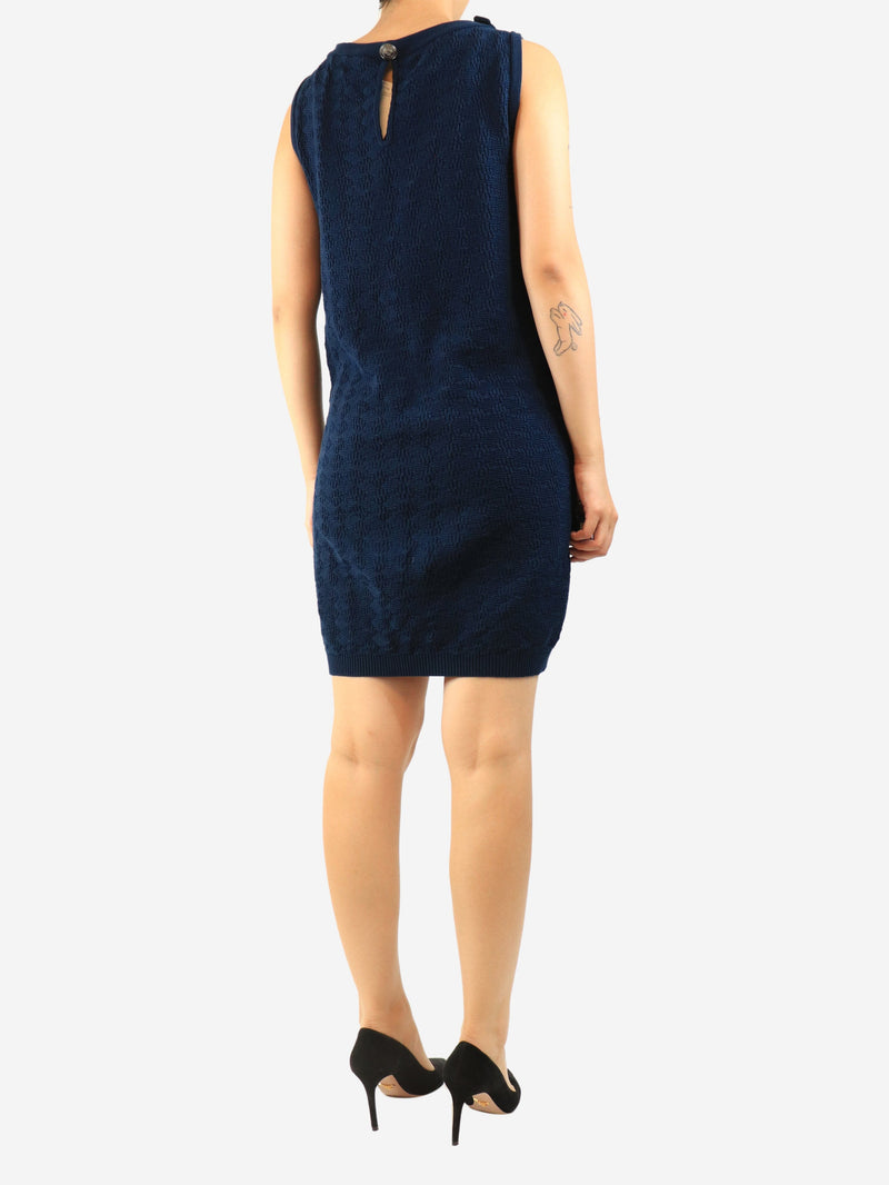 Navy sleeveless knit dress - size UK 14