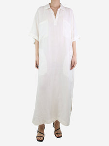 Raey Cream patch-pocket linen midi dress - size M