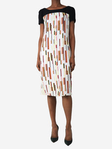 Prada Black and white printed midi dress - size UK 6