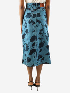 Erdem Blue denim floral print skirt - size UK 6