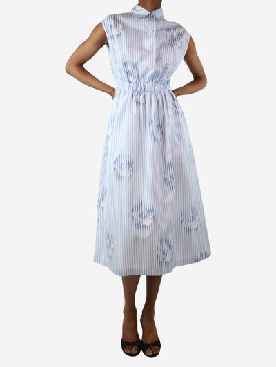 Blue sleeveless striped midi dress - size UK 6 Dresses Prada 