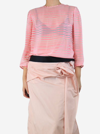 Pink silk-blend striped blouse - size UK 12 Tops Chanel 
