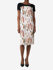 Prada Black and white printed midi dress - size UK 6