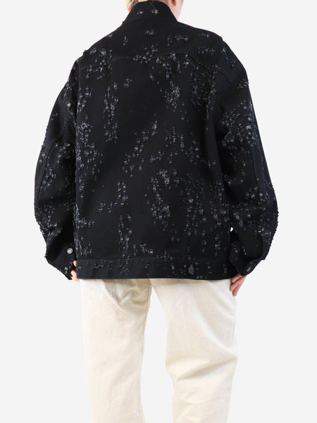 Black distressed denim jacket - size M alternate image