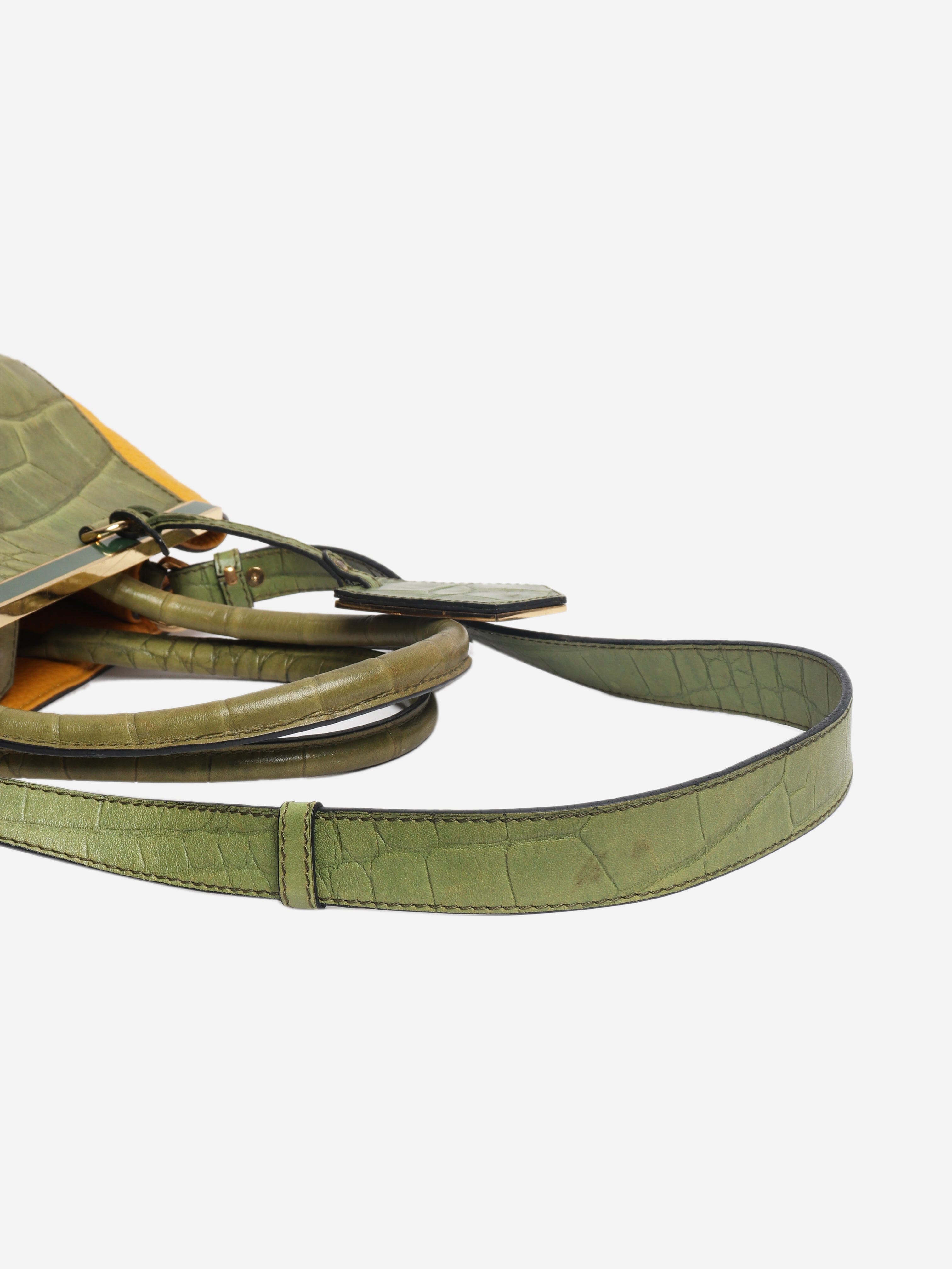 Green 2jours croc-embossed leather bag Shoulder bags Fendi 