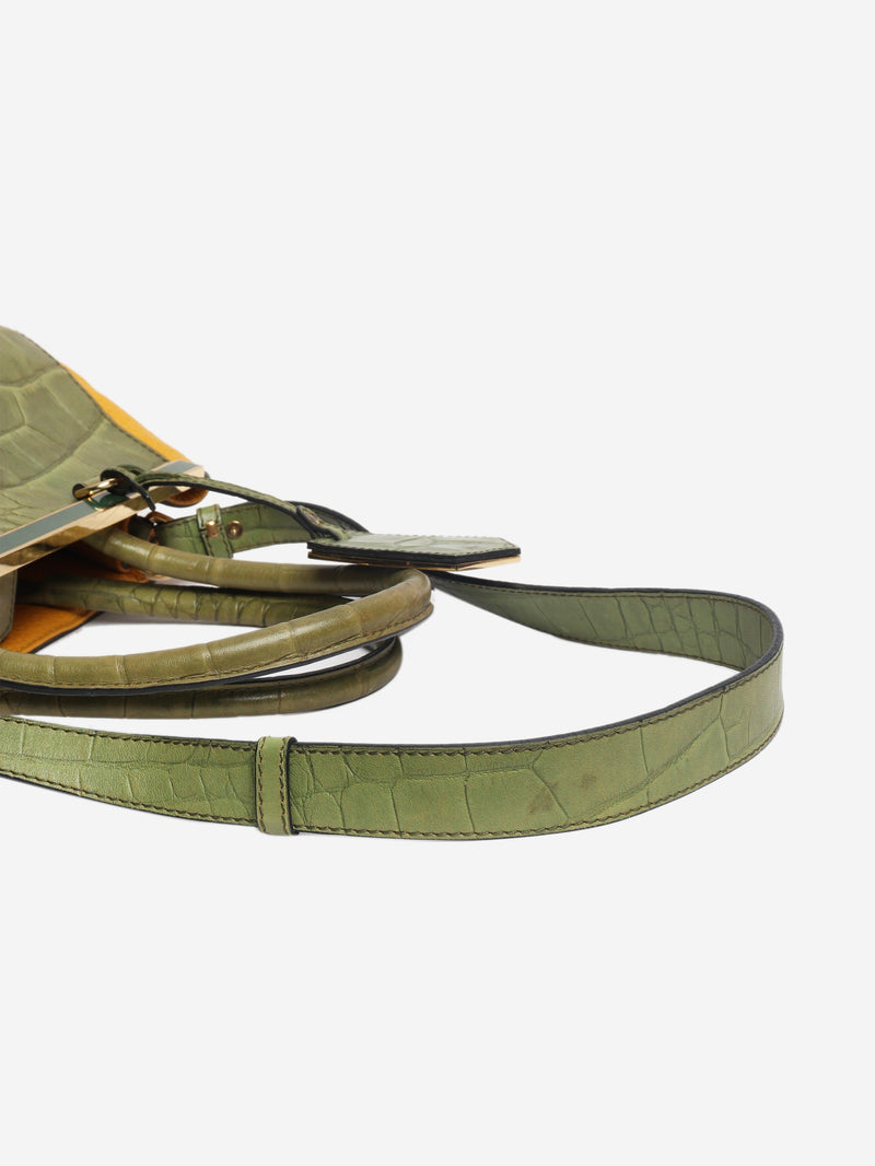 Green 2jours croc-embossed leather bag Shoulder bags Fendi 