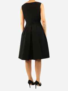 Black sleeveless cotton-blend midi dress - size UK 10