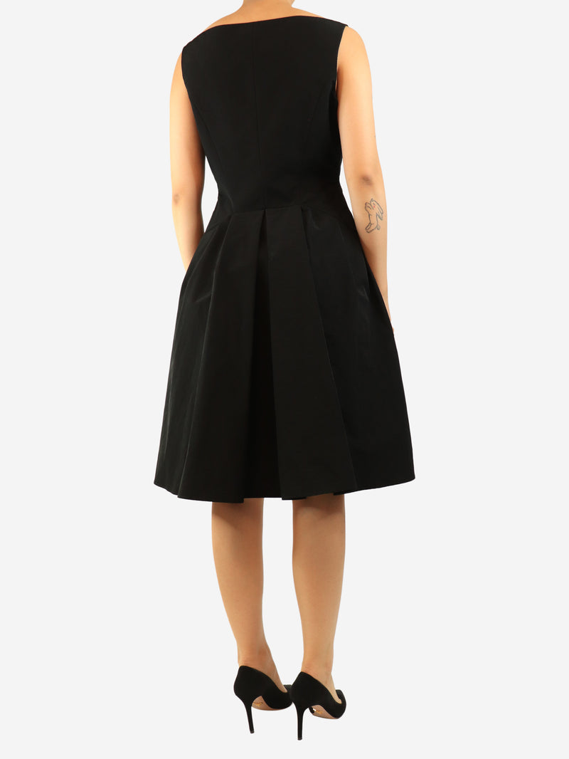 Black sleeveless cotton-blend midi dress - size UK 10