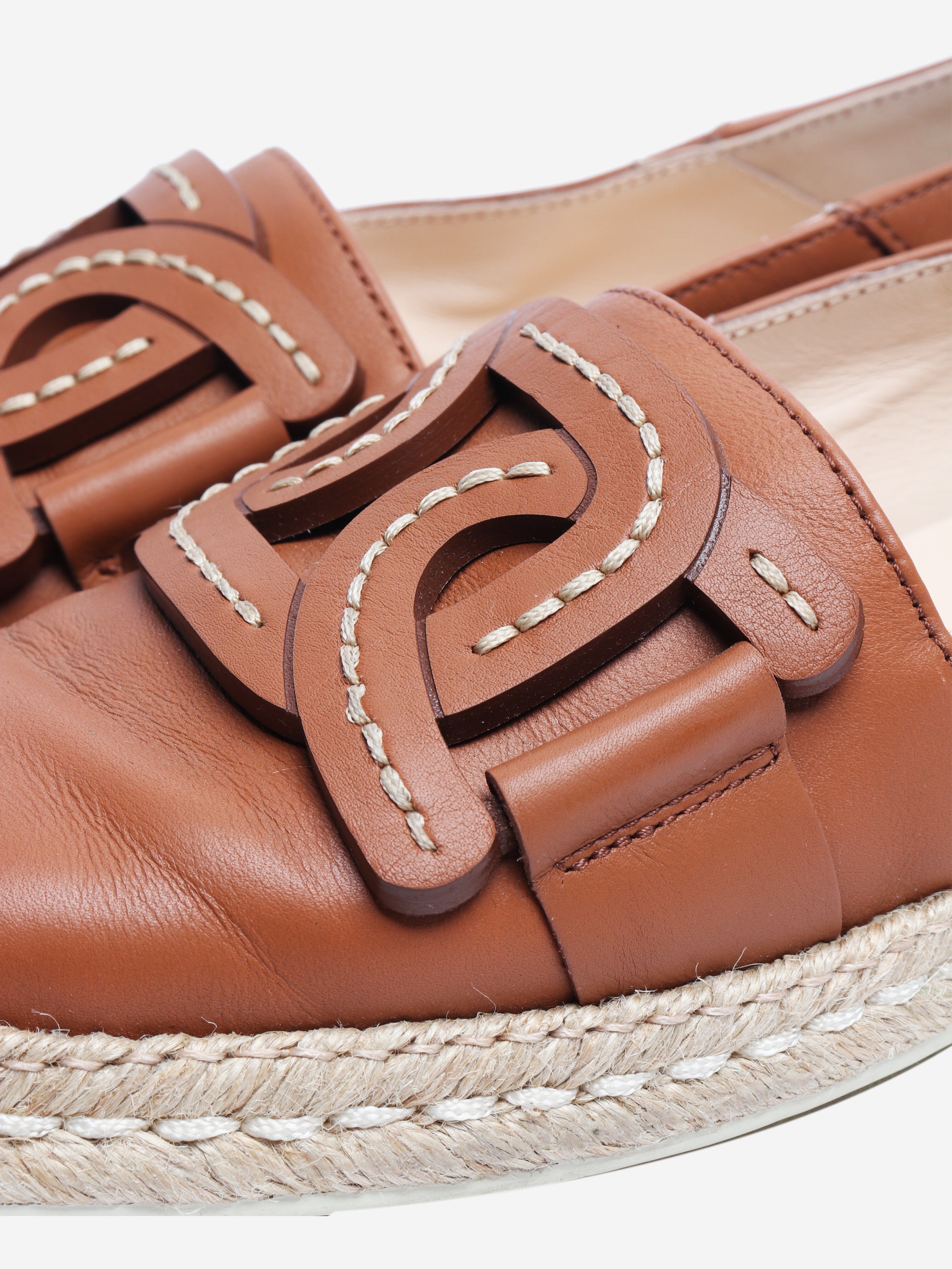 Brown leather espadrilles - size EU 39