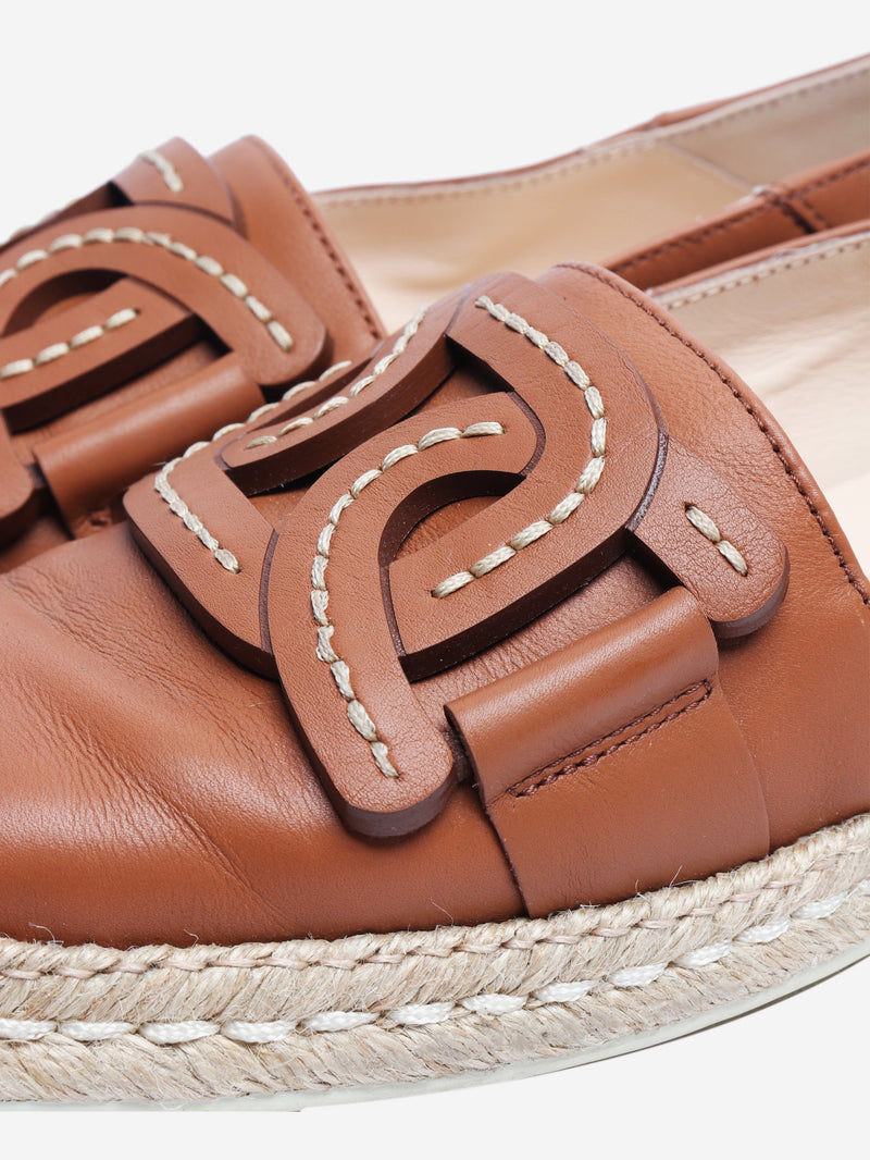 Brown leather espadrilles - size EU 39