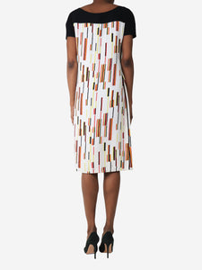 Prada Black and white printed midi dress - size UK 6