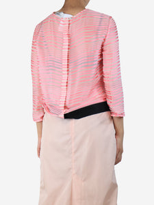 Chanel Pink silk-blend striped blouse - size UK 12