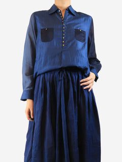 Blue cotton and silk-blend tunic - size UK 10 Tops Pero 