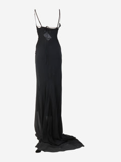Black sheer silk Georgette train long dress - size XS Dresses Alessandra Rich 