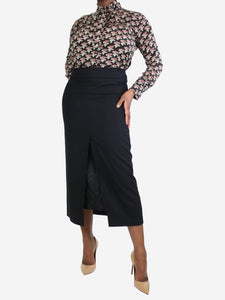 Dries Van Noten Black slit skirt - size UK 12