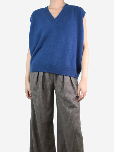 Blue v-neck jumper vest - size S Knitwear LIAH 