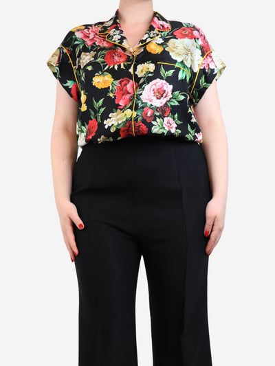 Multi floral print silk top - size UK 12 Tops Dolce & Gabbana 
