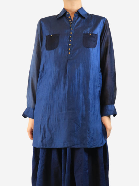 Blue cotton and silk-blend tunic - size UK 10 product image