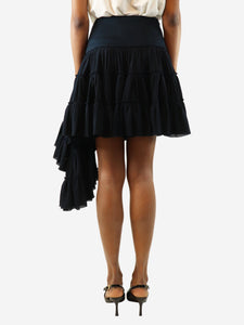 Loewe Navy blue Ruffled-trim assymetric-hem mini skirt - size UK 8