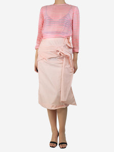 Simone Rocha Pink blush rose draped midi skirt - size UK 10