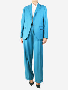 Officine Generale Teal satin suit set - size UK 10