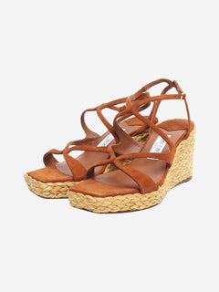 Brown Ayla 85 Suede wedge sandals - size EU 39